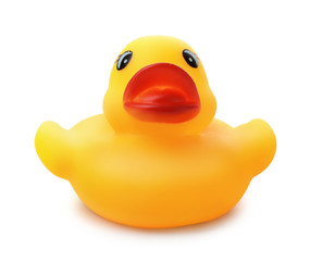  Front view of yellow rubber bath duck