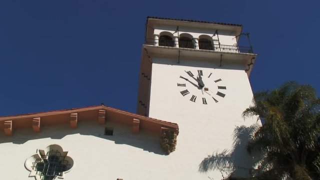 Close-Up View Of A Santa Barbara Clock Tower