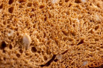 Whole grain rye sliced bread for healthy diet; carbs