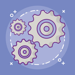 gear wheels icon over blue background, colorful design. vector illustration