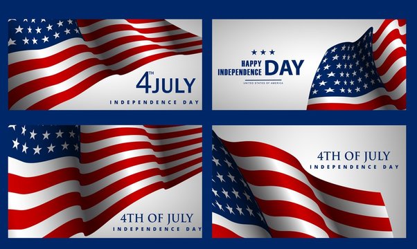 Happy Independence Day! Set of American banners for 4th of July theme.