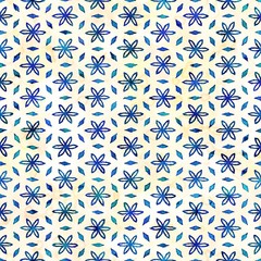 Native batik seamless watercolor artistic boho style colorful square pattern.