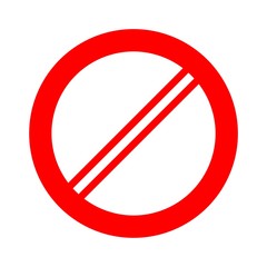 Prohibition no symbol Red round stop warning sign