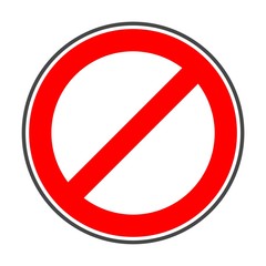 Prohibition no symbol Red round stop warning sign