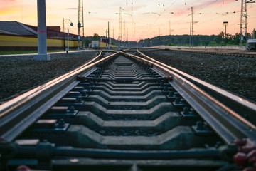 Fototapeta na wymiar Railway on the sunset
