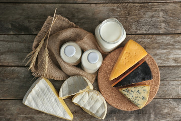 Fresh dairy products on table