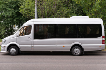 Grey bus for the carriage of passengers of increased comfort