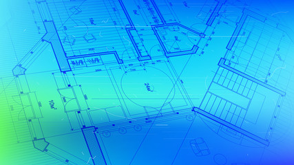 vector architectural plan - abstract architectural blueprint of a modern residential building / technology, industry, business concept illustration: real estate, building, construction & architecture