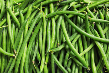 Fresh green French beans as background