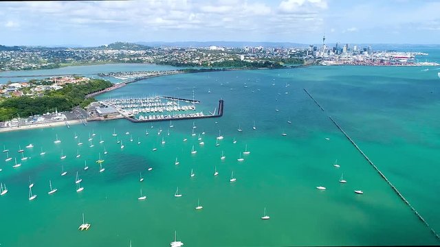 View of a lot of yacht floating near the shore of Auckland. Shevelev.