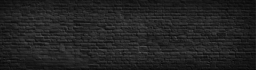 Crédence de cuisine en verre imprimé Mur de briques Fond de mur de briques noires.