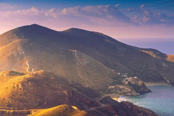 Blackout roller blinds Hill Greek coastline on Peloponnese, Mani Peninsula