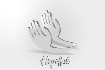 Hope hands, charity giving vector logo