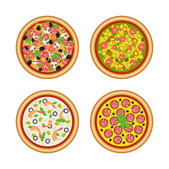 Set of 4 vector italian pizza