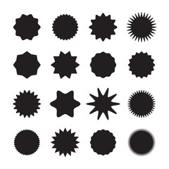 Set of vector badges or labels black shapes in flat style