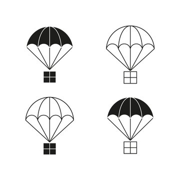 Parachutes with cargo icons