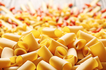 Big yellow italian pasta close up macro