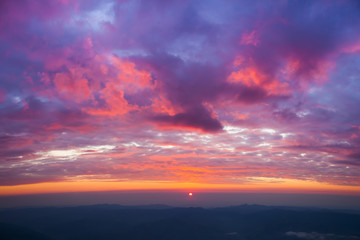 beautiful sunset landscape seen from mountain