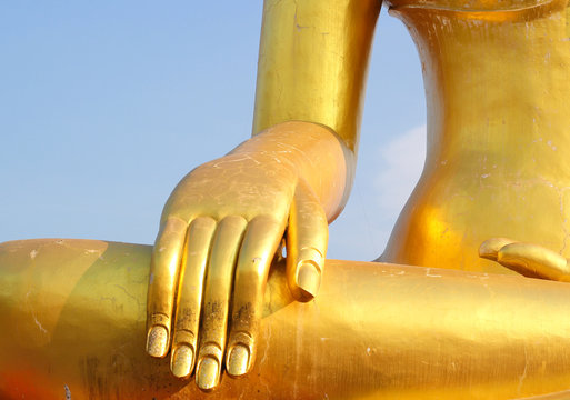 Hand of golden buddha image in Pattaya, Thailand