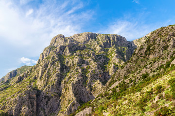 Beautiful mountains in the warm sunset lights, colorful nature landscape