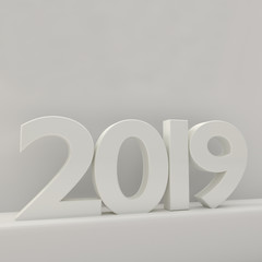 2019 bold letters 3d-illustration