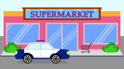Shop, supermarket, police car © marselsir