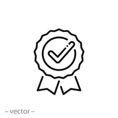 approved icon, checking quality line sign - vector illustration eps10