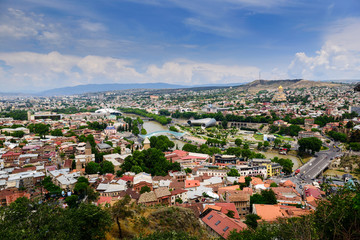 TBILISI, GEORGIA - MAY 26, 2018: Downtown of Tbilisi, Georgia. Tbilisi is the capital and the largest city of Geogia with 1,5 mln people population