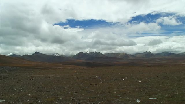 Zoom-Out Harsh Tibetan Land and Mountains