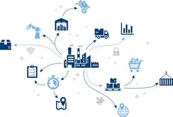 logistics processes smart factory / customized / enterprise iot – vector illustration