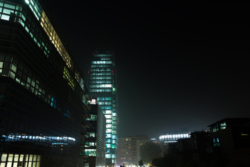 Fototapeta na wymiar Milan, Italy, Financial district night view