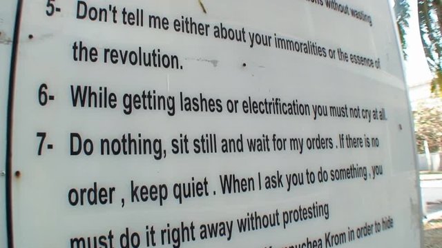 Close-Up: Khmer Rouge Security Regulations Sign