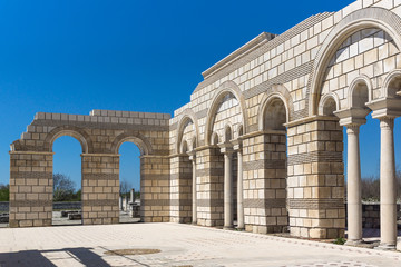 Fototapeta na wymiar Ruins of The Great Basilica near The capital city of the First Bulgarian Empire Pliska, Bulgaria