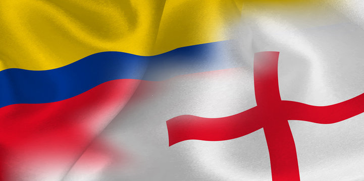 コロンビア　イングランド　 国旗　サッカー