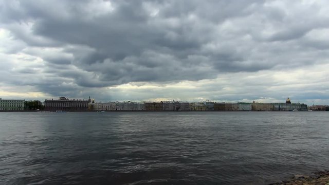 Still: Tall Buildings Facing the Wide Saint Petersburg River