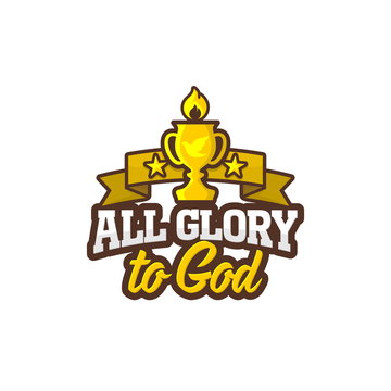 Christian sports logo. Cup and Holy Spirit. All Glory to God