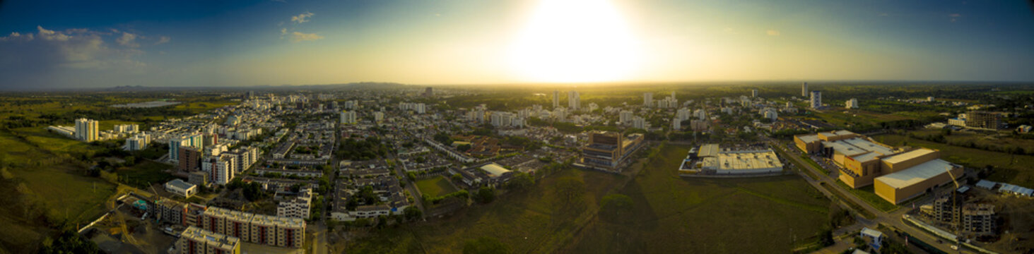 Panoramica de Monteria tomada en cordoba Colombia con un drone