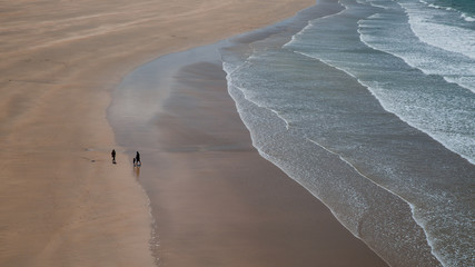 aerial view of a sandy beach with waves, photographed at the Atlantic ocean,  Inch Beach, West Ireland, Ring of Kerry © Agata Kadar