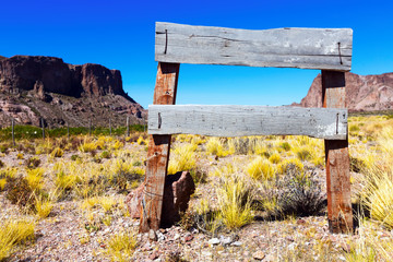 Wooden signpost of ranch