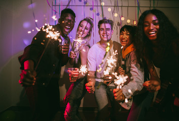 Friends enjoying at a house party