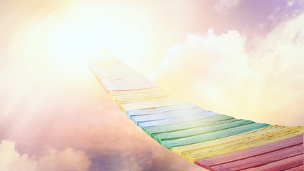 Way to sky . Stairway to heaven .  Way to God .  bright light from heaven .  Religious background ...