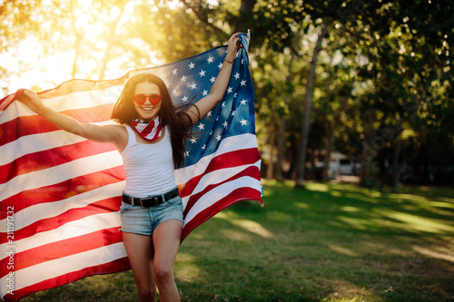 American girl enjoying independence day