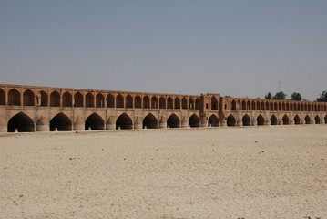 The Allahverdi Khan Bridge in Isfahan over the dry riverbed