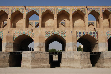 Fototapeta na wymiar Central part of a historic Khaju Bridge in Isfahan, Iran
