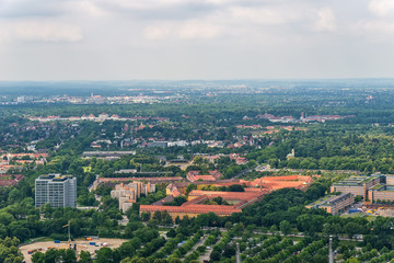 Obraz premium Munich, Germany - June 09, 2018: High angle view over Munich. Panorama of Munich, Germany.