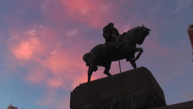Horse Man Statue Under Sky, Montevideo