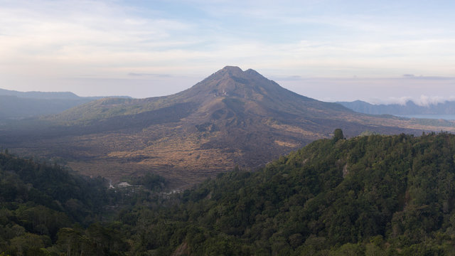 Evening view of the volcano of Batur on the island of Bali