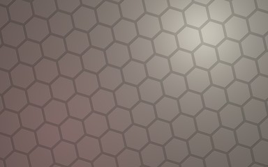 Honeycomb with color lighting, on a gray background. Perspective view on polygon look like honeycomb. Isometric geometry. 3D illustration