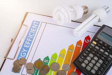 Energy efficiency concept with energy rating chart