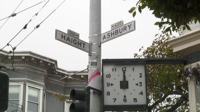 Close-Up Shot of a Signboard and a Clock, San Francisco